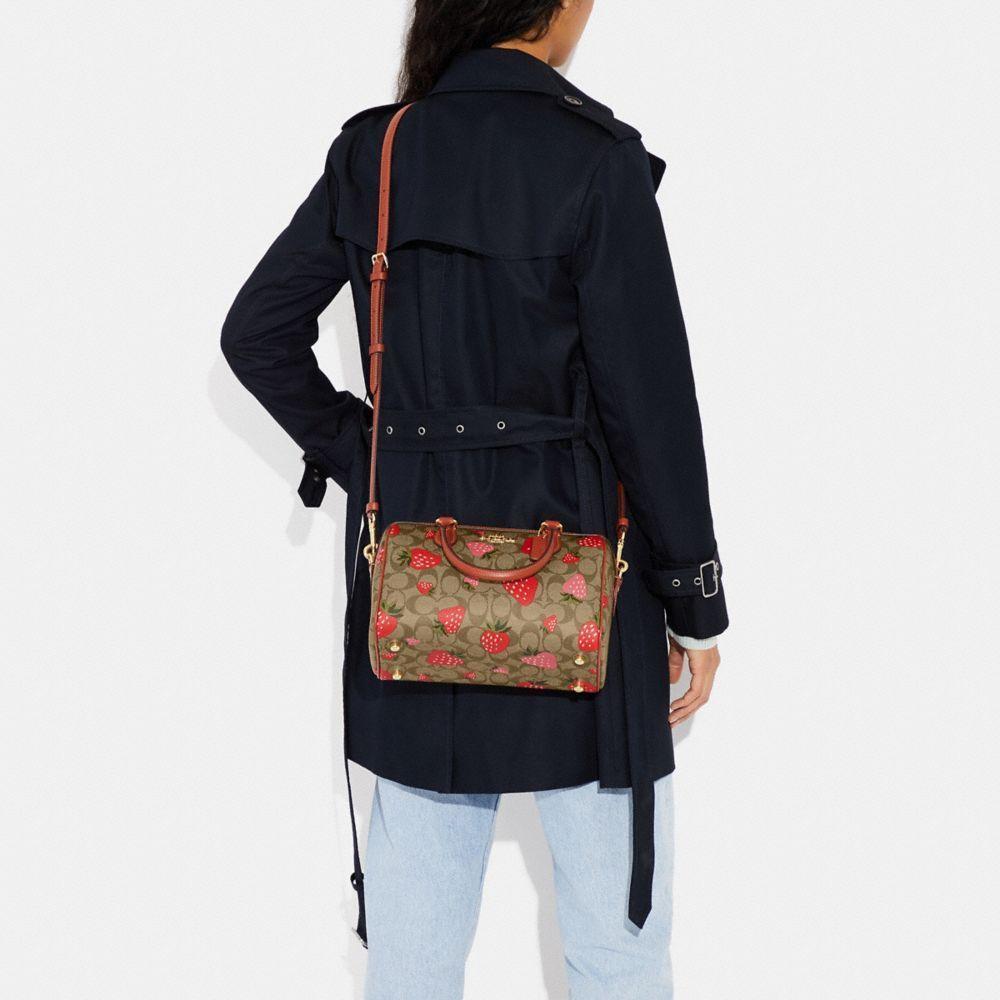 New COACH Rowan Coated Canvas With Leather Shoulder Bag, Crossbody Bag, Handbag Medium Size Women's Red & Brown CH511-IME7V