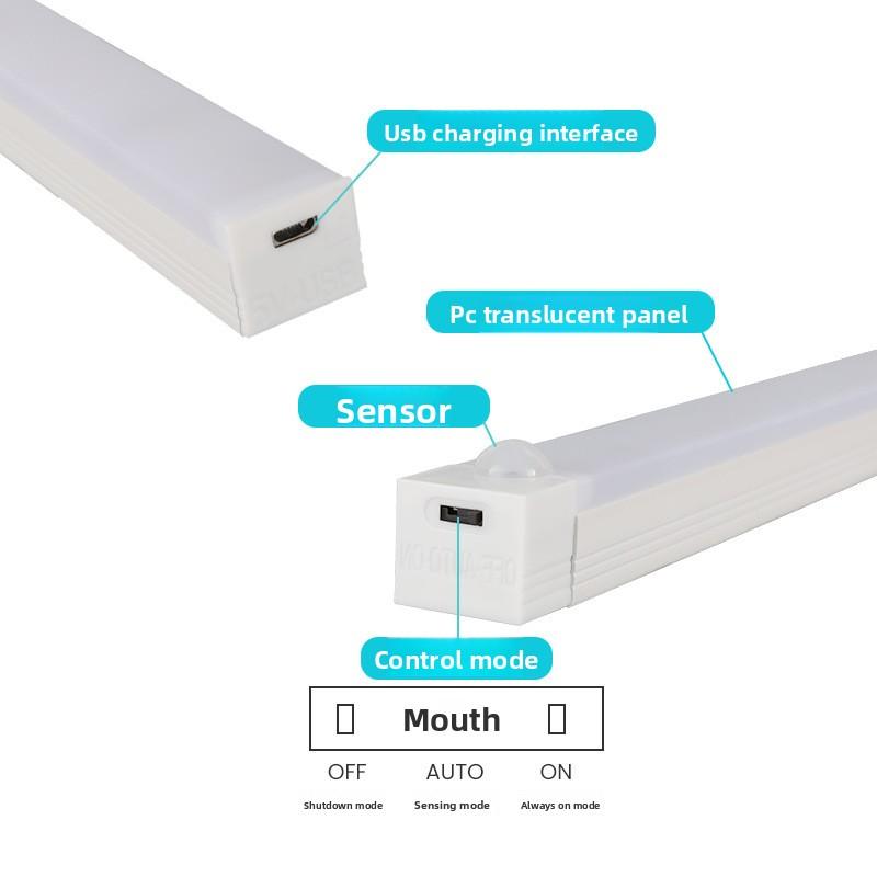 LED Human Body Induction Light Strip Magnetic Light Wardrobe Wine Cabinet Usb Induction Night Light Light Luxury Long Strip Charging Cabinet Light