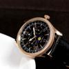 Salvatore Marra Men's Limited Edition Moon Phase Multi-Calendar Watch with 5 ATM Water Resistance, Leather Strap, Pink Gold and Black, SM24110-PGBK