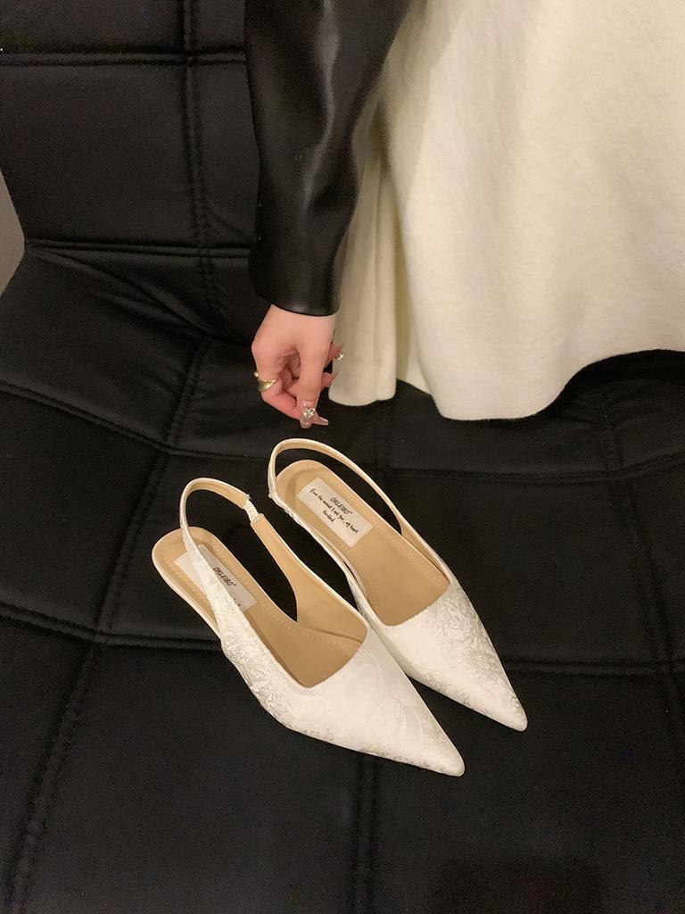 Nai Pai French Evening High Heel Retro Pointed Single Shoes Women's Shoes 2025 Summer New Chinese Beautiful Baotou Sandals