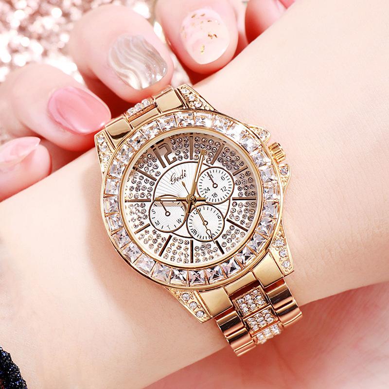 Orologio da Donna con Cinturino in Acciaio e Diamanti, Orologio da Donna con Diamanti, Orologio alla Moda, Orologio al Quarzo Impermeabile