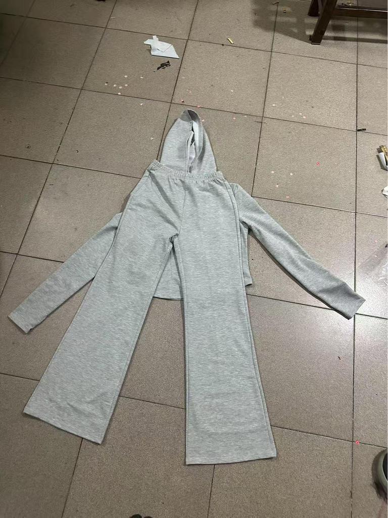 Autumn/Winter Slimming Sweatshirt & Sweatpants Set – Solid Color, Fashion Casual for Women