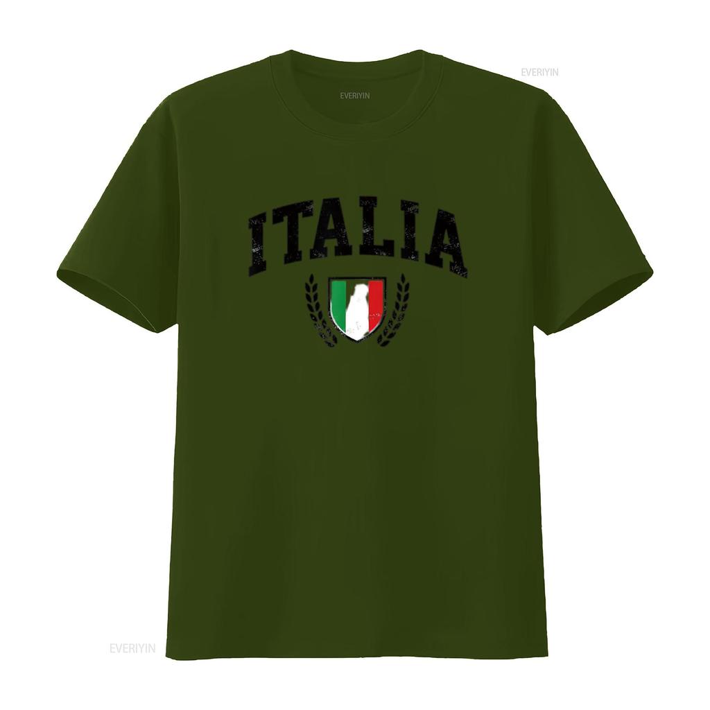 Mens Italia Vintage Sports Design Italy Flag Shield Travel T Shirt White Large Vintage Washed Breathable Casual