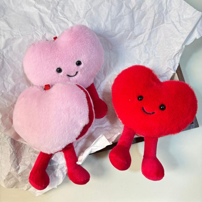 1Pcs Adorable Smiling Red Pink Heart Dolls Soft Heart Plush Stuffed Toy Pendant Valentine'S Day Gift For Girlfriend Home Decor