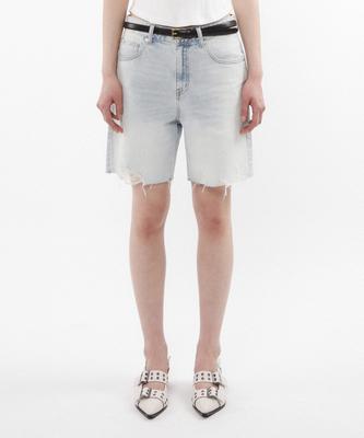KIIMUIR (Women) Low-Cut Denim Bermuda Shorts_Sky Blue