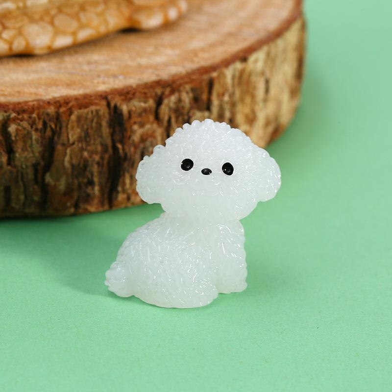 Luminous Bichon Frise Micro Ornament - DIY Resin Jewelry & Car Décor