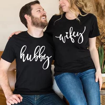 Hubby Wifey T Shirts Honeymoon Shirt Just Married T Shirts EngagemenT Shirt Wedding Shirts Bridal Gift Engagement