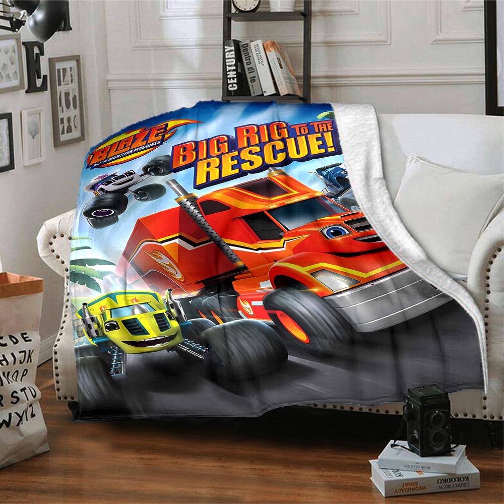 1pc Blaze and the Monster Machines Blanket, Gift, for Men and Women, Soft Blanket, Good for Sofa Bed Couch Travel, Lightweight Flannel Blanket