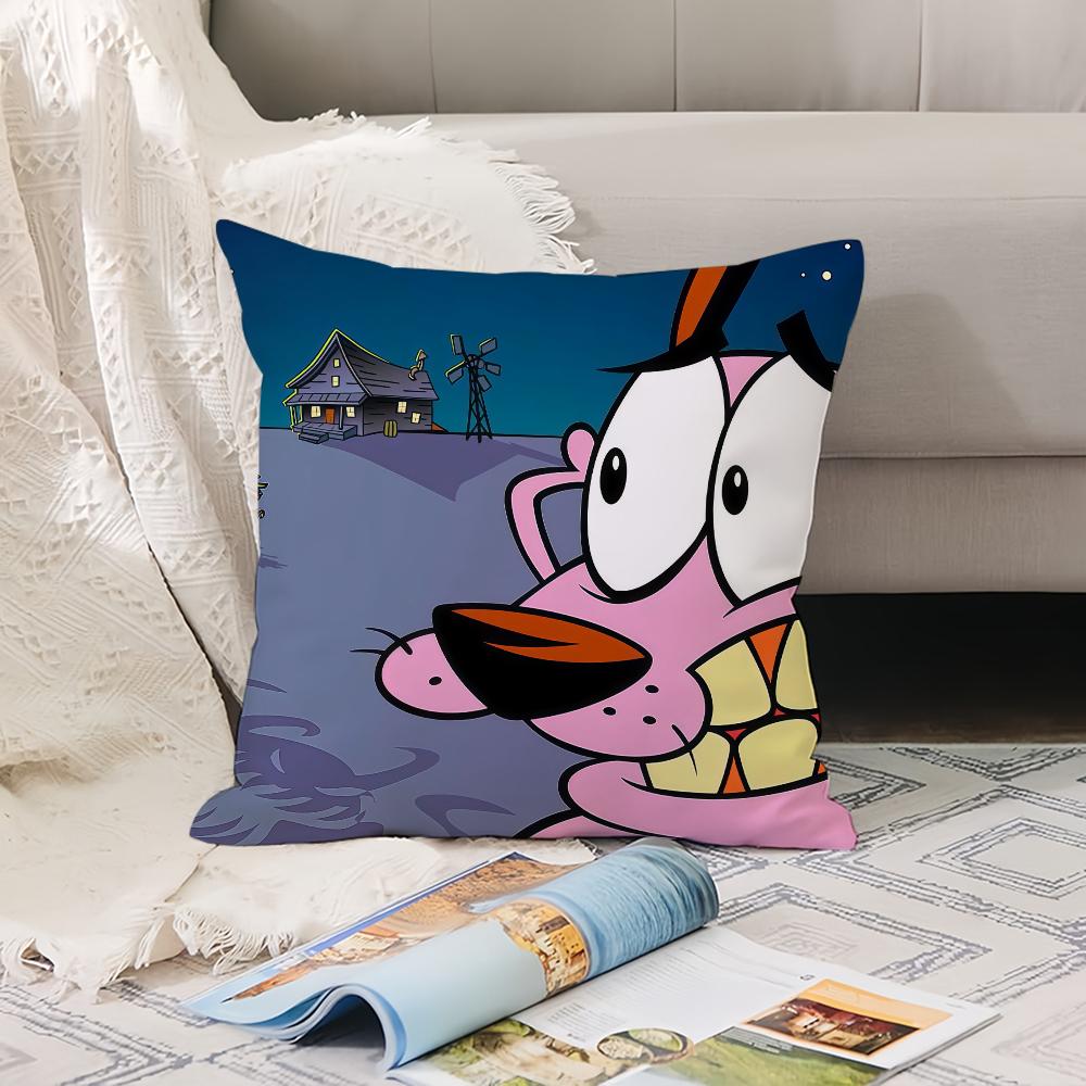 

Cartoon C-Courage the C-Cowardly D-Dog Pillow Case Office Cushions Suitable For Sofa Car Bedroom Decorative Cushion Cover 12x12Inch