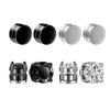 1 Pairs of Men's Fashionable Ear Hole Free Magnet Zircon Stainless Steel False Earring Set Unisex Non Piercing Clip Earrings