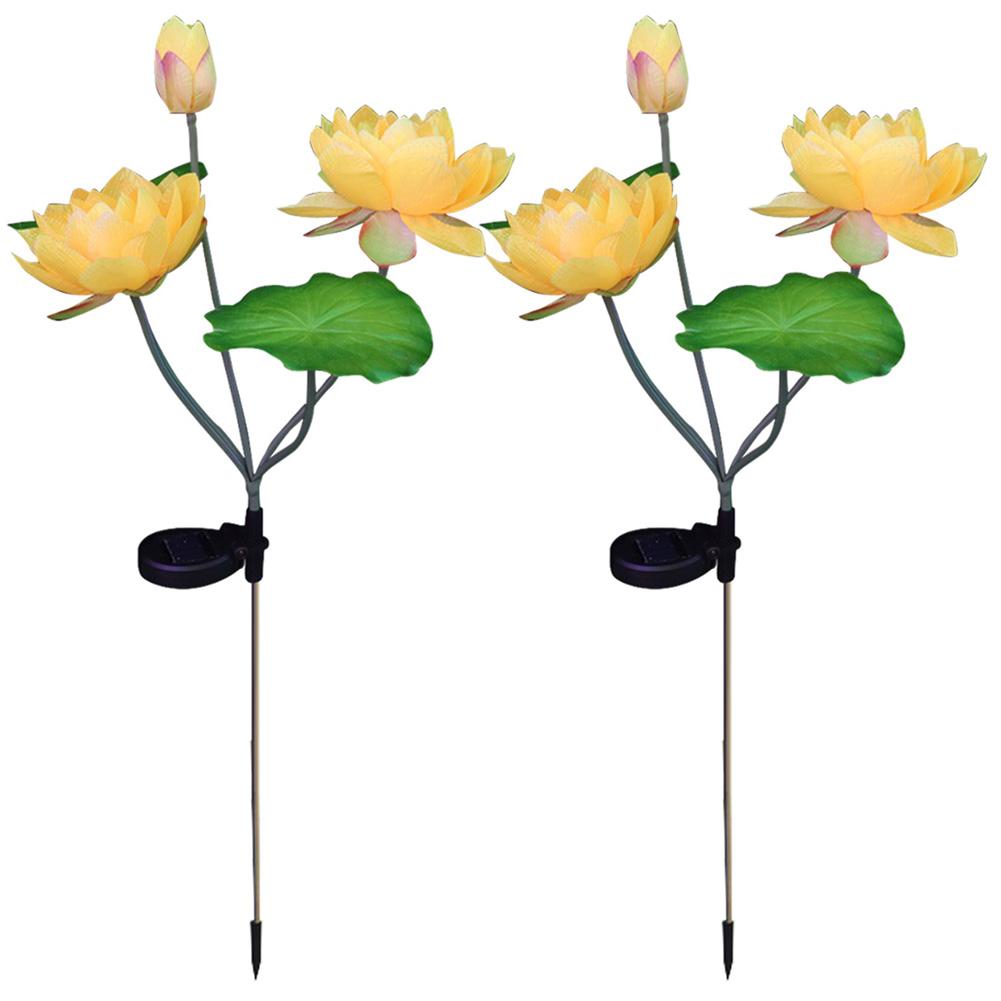 

2 Packs Lotus Garden Lights IP65 Waterproof Solar Decorative Flower Lights Realistic with 3 Flowers for Garden Courtyard Decor Yellow білий