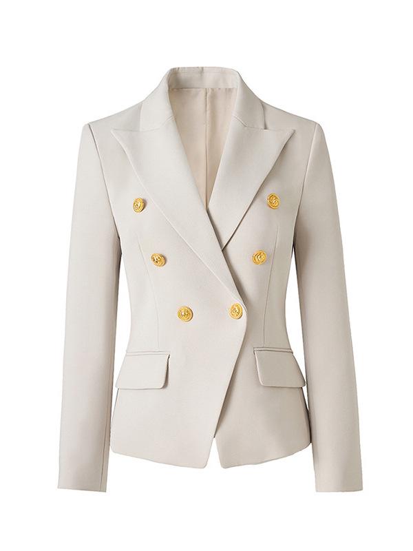 Professional Women's Double-Breasted Waist-Cinched Slimming Short Suit Jacket for Spring/Autumn 2025