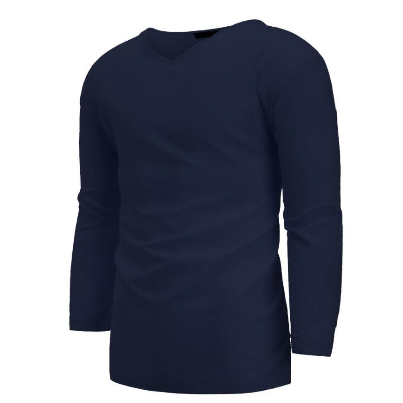 Men's Summer Long Sleeved V Neck Cotton and Linen Loose Plus Size Shirt