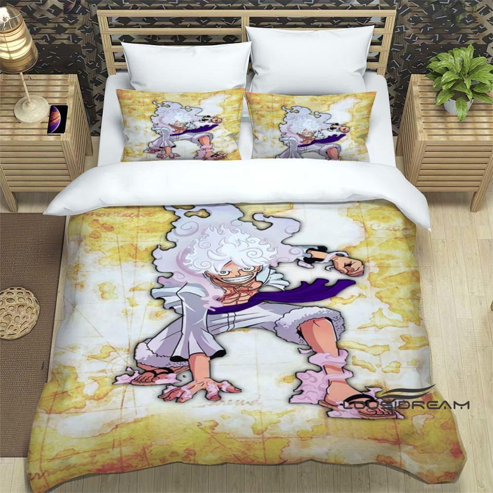 ONE PIECECartoon Monkey D. Luffy Bedding Set (duvet Cover and Pillowcases), Extra-large/large Size, Machine Washable, a Holiday