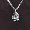 Friendship Day Deal Pear Natural Sky Blue Topaz Sisters Gift Pendant 925 Silver PP-26-3