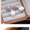 S925 Silver Zircon Teardrop Pearl Earrings - High-End Luxury Retro Design.