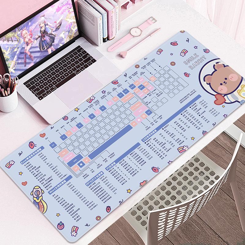 Extra Large Cartoon PS Hotkeys CAD Mouse Pad - Non-Slip Desk Mat for Keyboard & Laptop