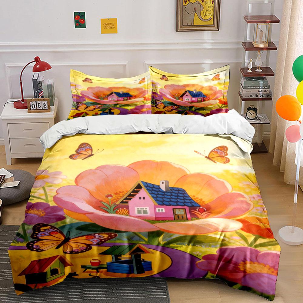 

Butterflies, flowers, houses, well. Bedding sets Duvet cover sets Duvet covers Pillowcases(1 * Duvet Cover 2 * Pillowcases, without duvet insert) 135x200cm
