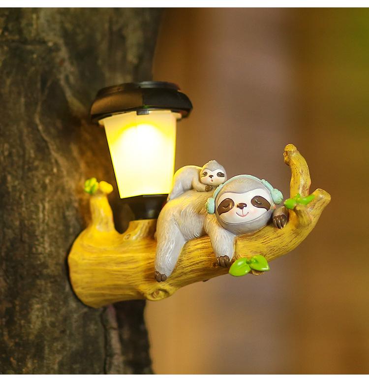 Solar LED Hanging Squirrel & Sloth Garden Light - Outdoor Decorative Cartoon Animal
