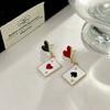 Geometric Asymmetric Heart Alarm Clock Poker Pendant Earrings Fashionable Sweet Versatile Personalized Cartoon Accessories Gifts