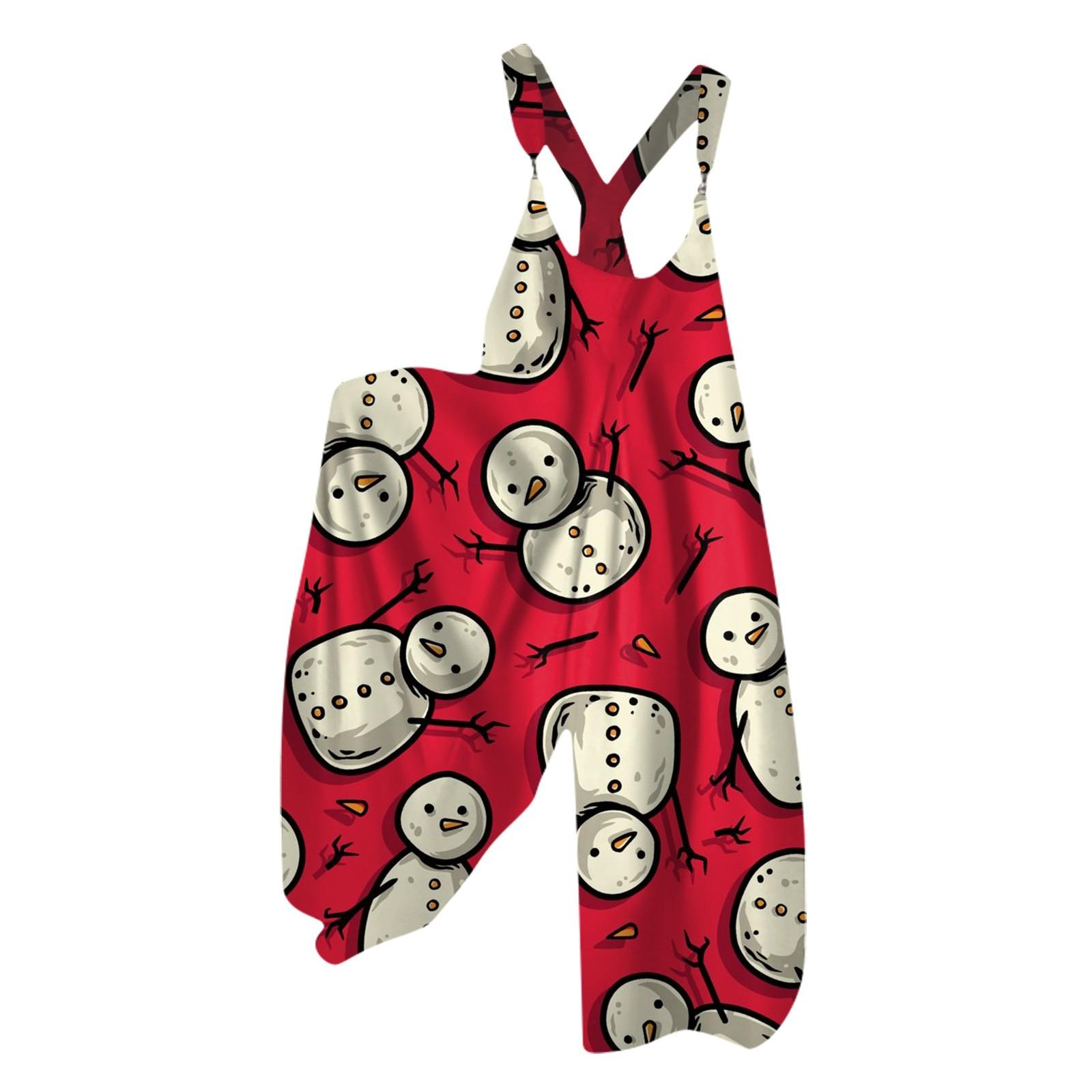 

Женский летний комбинезон с рождественским принтом в винтажном стиле (Нерегулируемые ремни) XXXL