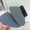 Striped grass-woven empty hat, spring/summer outdoor sun hat, women's European and American wraparound wide-brim sun protection hat