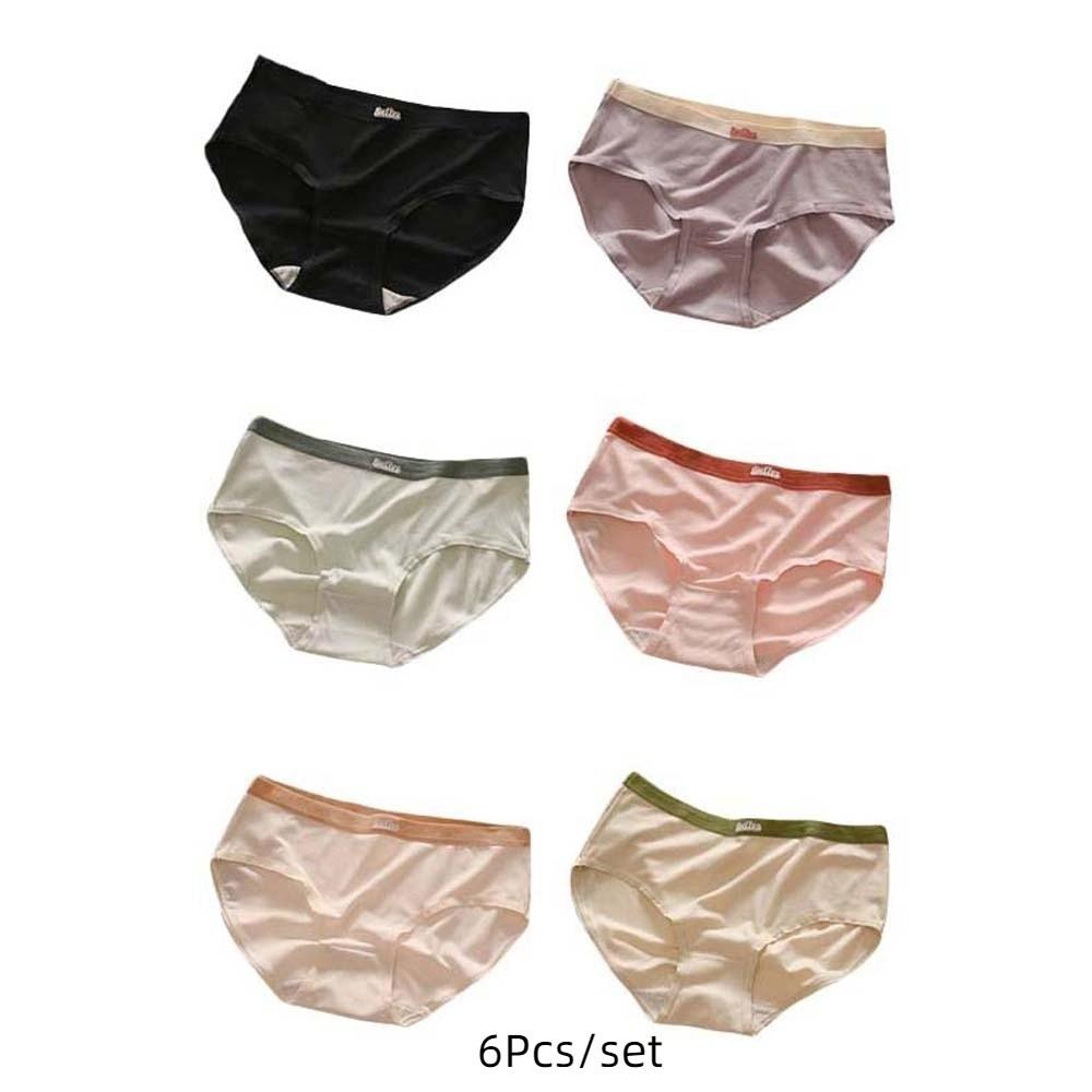 

6Pcs Underwear Cute Student Briefs English Letter Letter Underpants Women Panties Set Student M-6Pcs