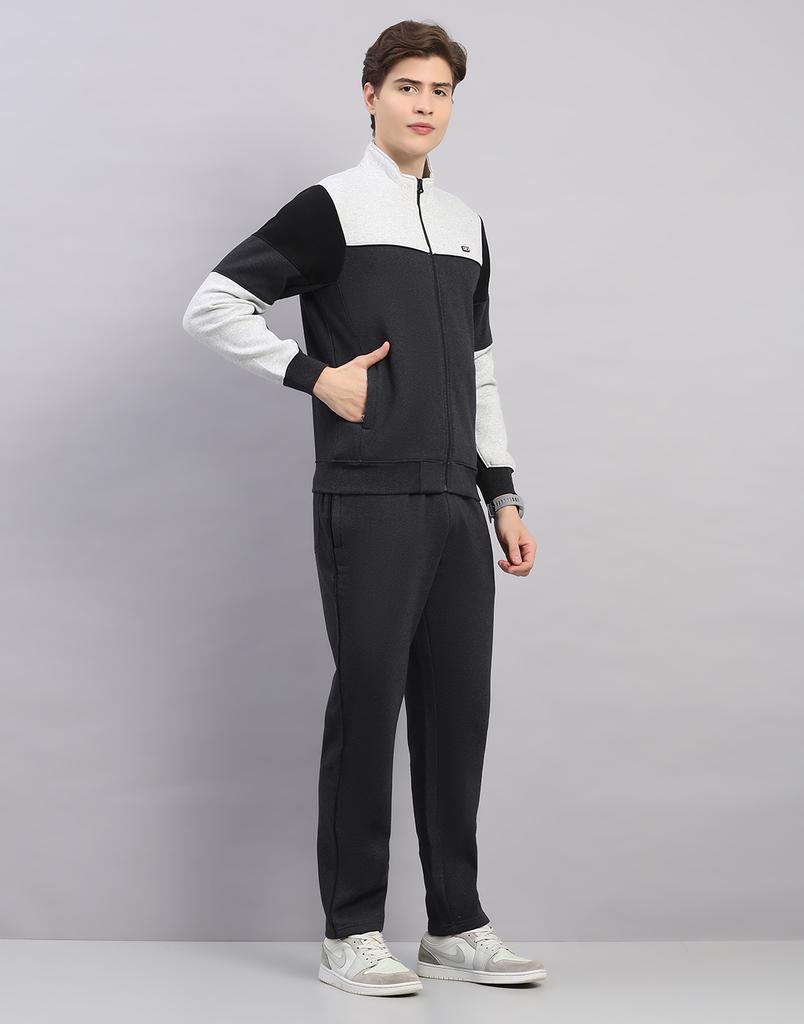 Monte Carlo Men's Regular Fit Colour Block Stand Collar Full Sleeve Tracksuit