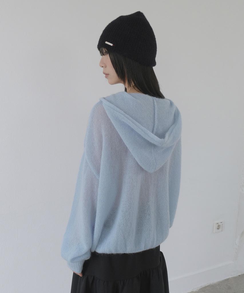 Mosyupamosyu See-Through Hooded Knit [Sky Blue]