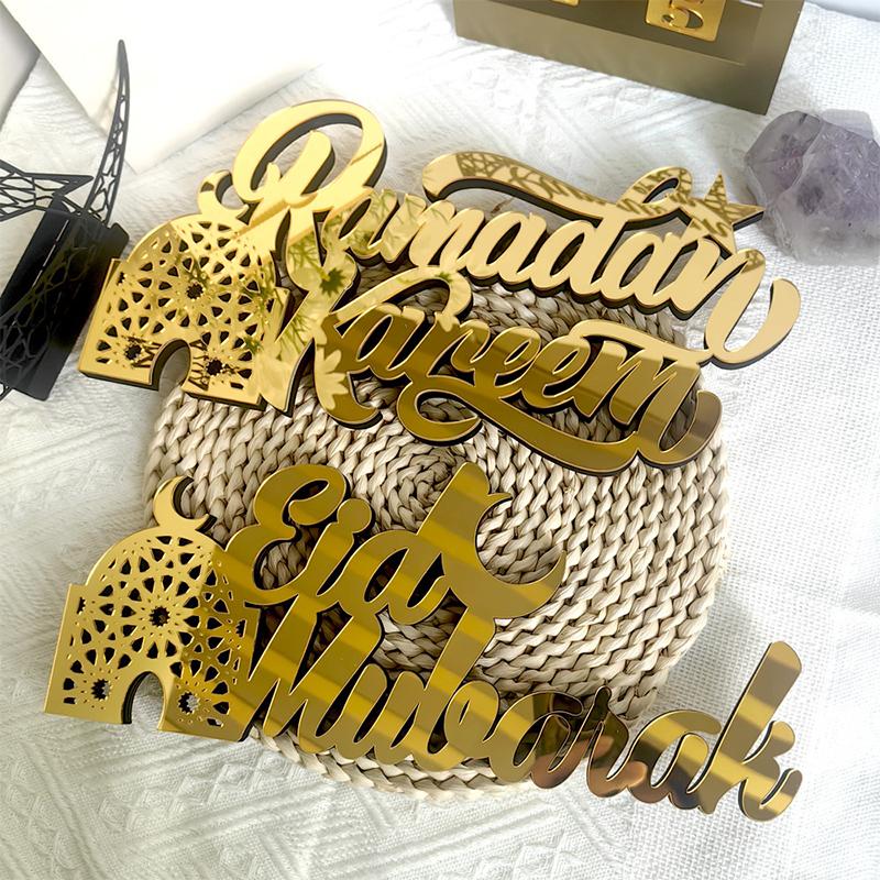 Ramadan Mubarak Acrylic Ornament For Home Islamic Muslim Party Decor 2025 Eid Mubarak Ramadan Kareem Decoration Eid Al Adha Gift