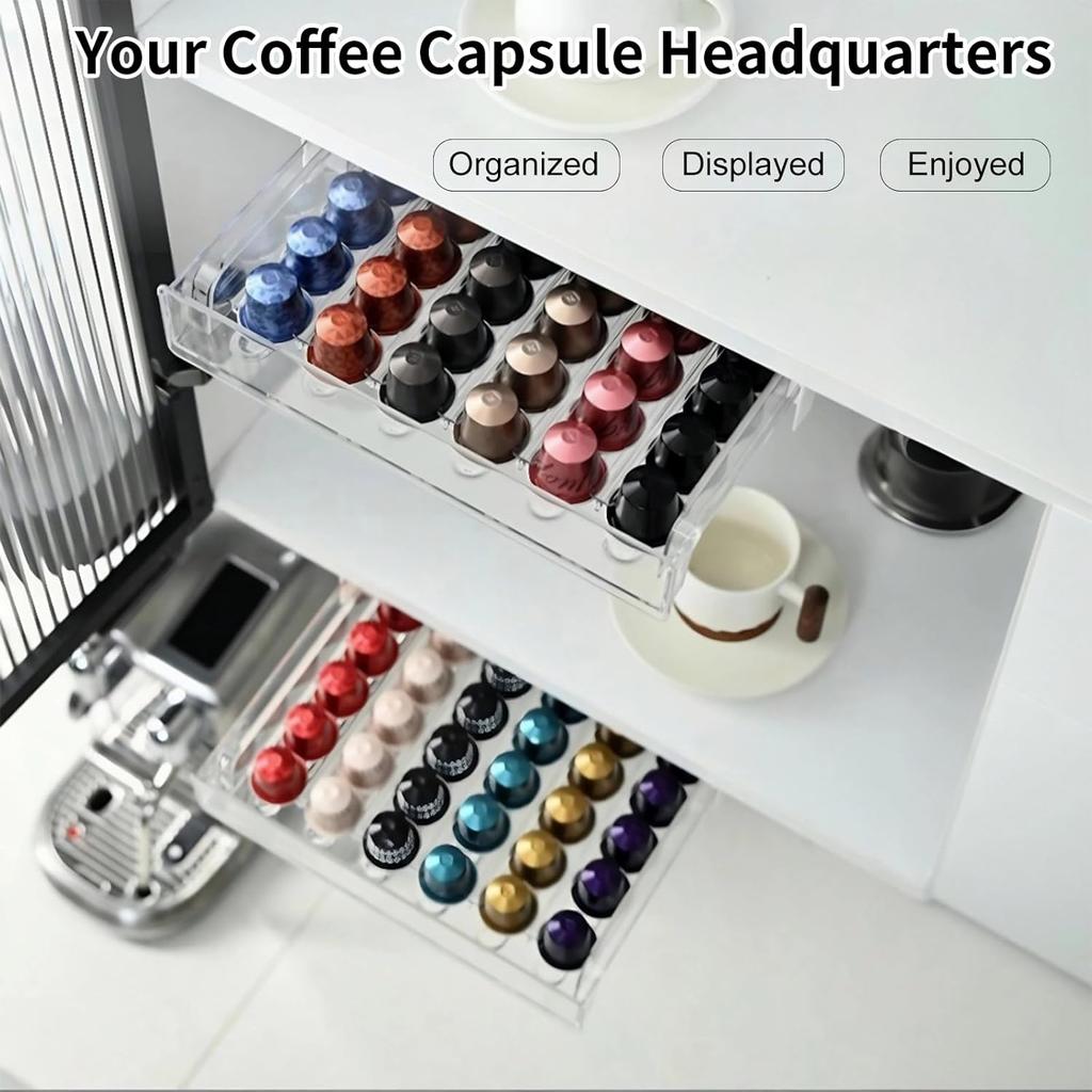 Kaffeekapsel-Aufbewahrungsschublade 30 Kapseln Organizer für Auszugsfach Passt in Küchenschublade Kunststoff Home Storage Halter