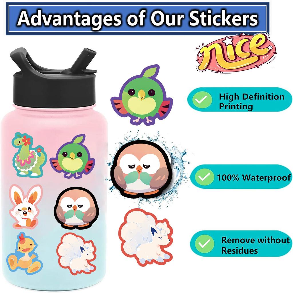 50pcs Pocket Monster Cartoon Graffiti Sticker DIY Suitcase Skateboard Refrigerator Notebook Waterproof Sticker
