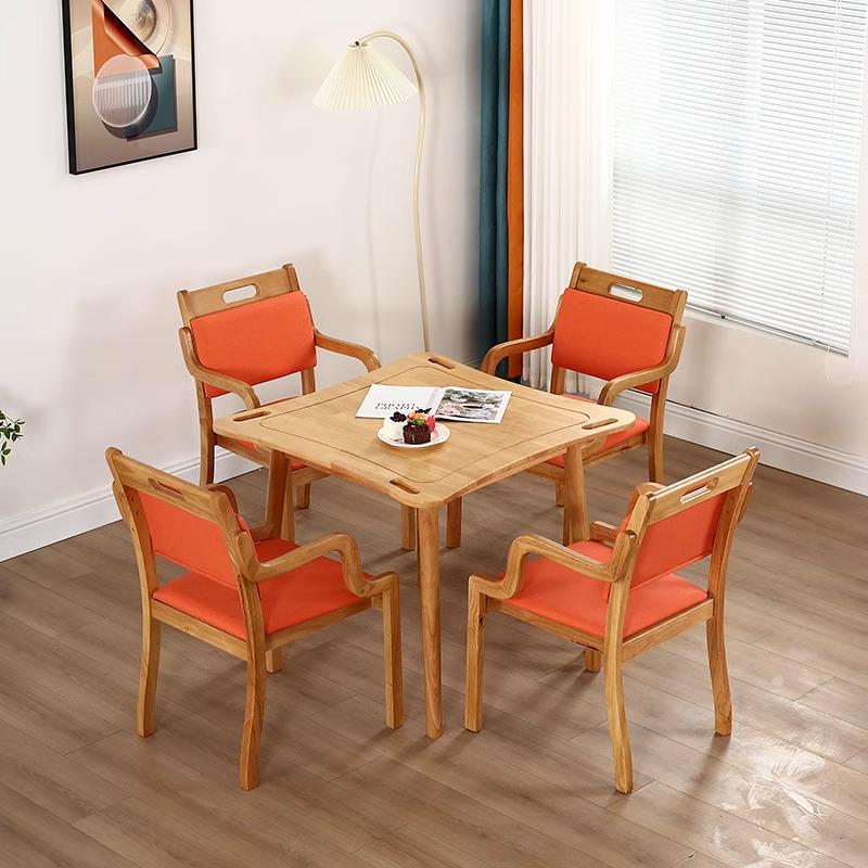 Elderly-Friendly Solid Wood Dining Table & Chair Set for Nursing Homes and Rehabilitation Centers