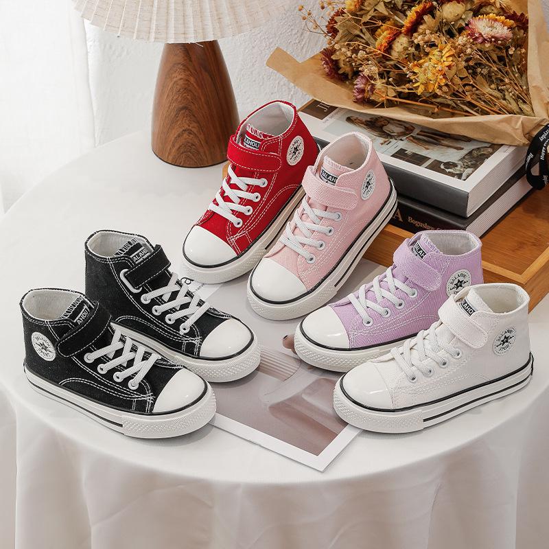 Kids' Unisex Canvas Shoes - Winter 2025 Style, Round Toe, High/Low Top, Soft Sole Board Sneakers for Students