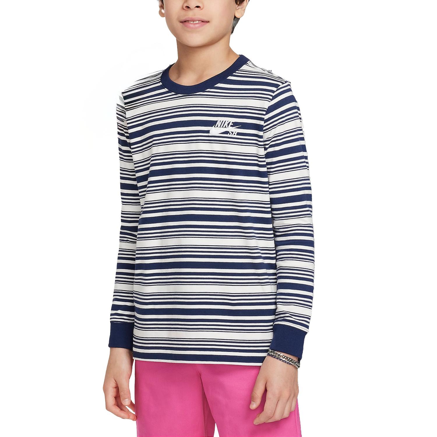 (GS) Nike SB Long Sleeve Skate T-Shirt Sail Navy Kids FZ4943-133 S