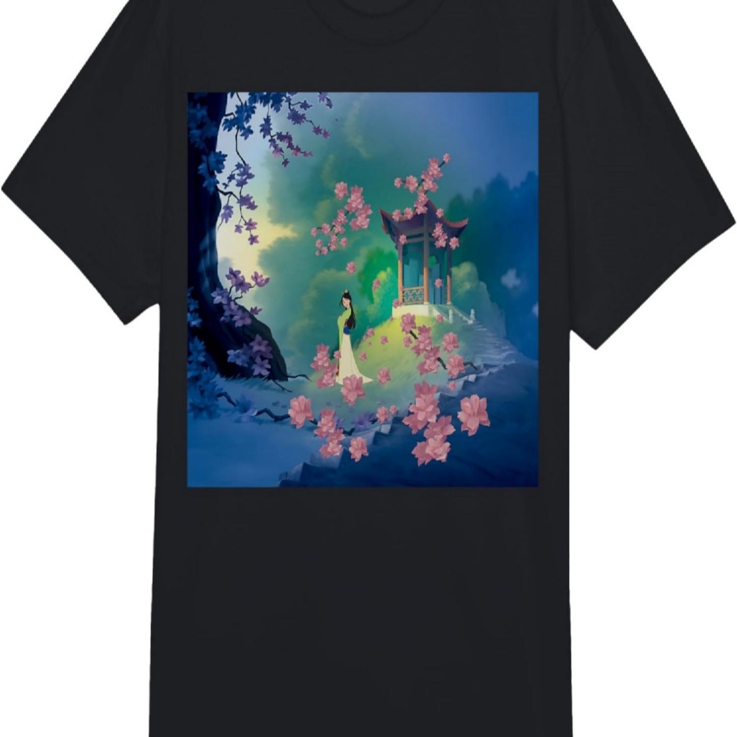 

Disney Mulan Cherry Blossom Landscape Comfort Colors Adult Heavyweight T-shirt S чёрный