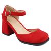 Close Toe Women's Sandals Summer Shoes Outside D'Orsay Pumps Ladies Ankle Strap Elegant Red Gray Party Wedding Shoes Brand