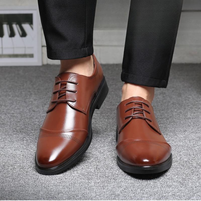 Formal Shoes Men's Elastic Leather Shoes Luxury Business Leather Shoes for Men Wedding Shoe Loafers Pointed Social Male Oxford
