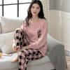 Aifen Teng Women's Pajamas Set: Pure Cotton, Long Sleeve, Long Pants, Casual Home Wear, Suitable for Spring, Autumn, and Winter.