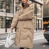 Winter Mid To Long Length Hooded Down Cotton Jacket Women's Thick Over Knee Waterproof Parka Coat Hooded Big Pocket Outercoat