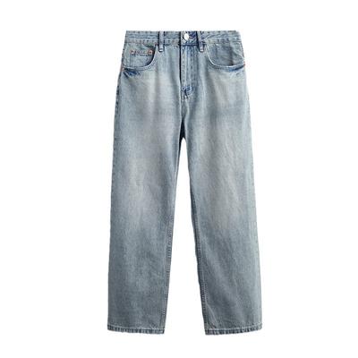 Calças Jeans Retro Micro-flare Masculinas Cintura Média Soltas Retas-flare