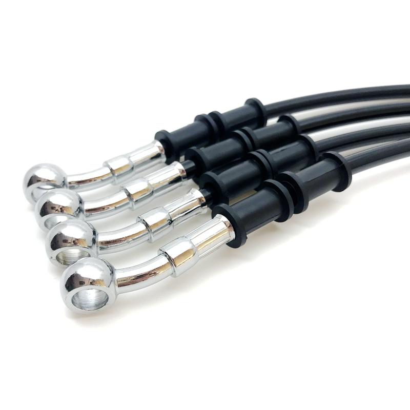 

28°- 28° Black 400 - 1400mm Hydraulic Brake Hose DOT oil Pipe Line Braided Cable 10mm Banjo For Suzuki Kawasaki Yamaha Honda ATV Black 500mm