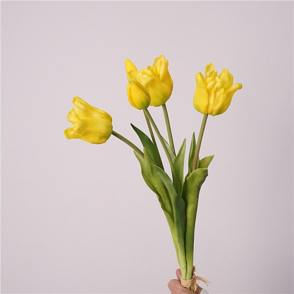 5pcs Real Touch Simulation Tulip Bouquet Luxury Fake Flowers  Ride Bouquet