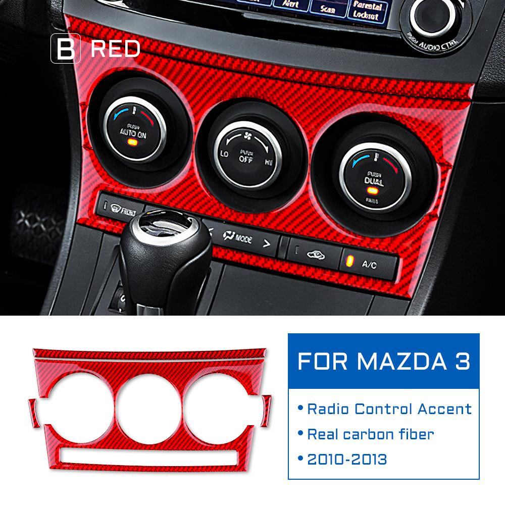 Real Carbon Fiber Car Radio Control Accent Sticker For Mazda 3 2010 2011 2012 2013 Interior Trim Auto Accessories Car Styling