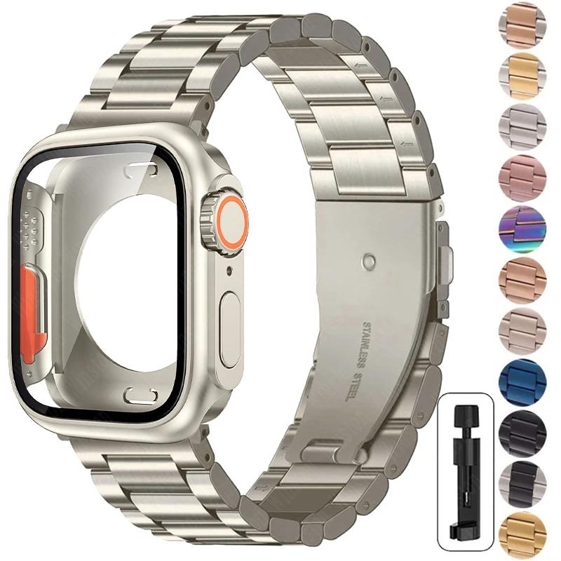 Klasszikus Váltás Ultra 2 Tok+Szíjhoz Apple Watch 44mm 45mm Fém Rozsdamentes Acél Szíj iWatch Series Series 9 Ultra2 8 7 6 SE 5 4
