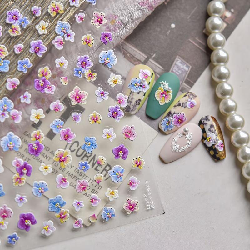 Kolorowe Phalaenopsis Frangipani Jasne Lilie Stopniowe Delikatne Romantyczne Naklejki Nail Art Manicure Naklejki Dekoracje
