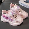 Summer Girls Closed Toe Beach Sandals Cartoon Soft Sole Fashion Button Shoes for Big Kids Cute Casual Footwear