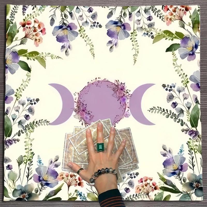 Moon Flower Pattern Astrology Tablecloth Tarots Divinations Tablecloth Altars Cloth Divinations Board Game Accessories