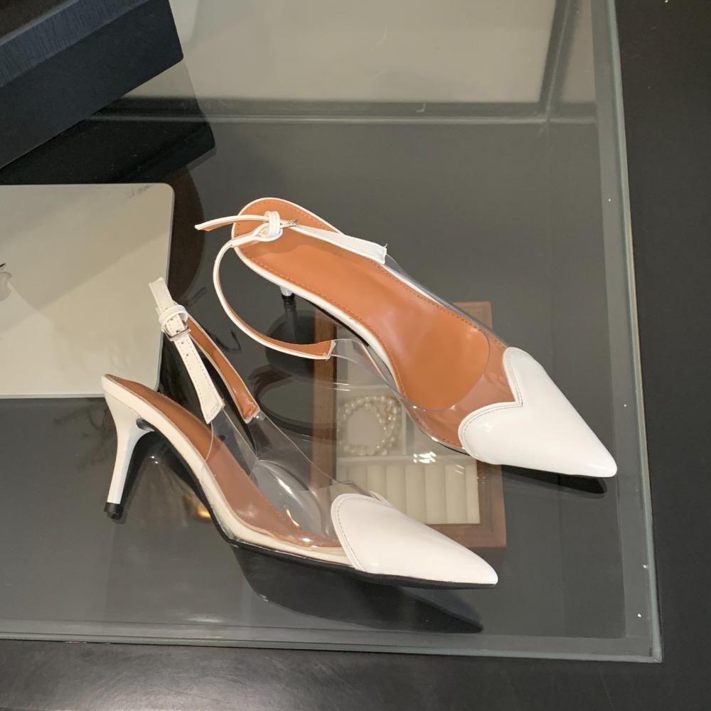 

Женские сандалии Новые Персиковое сердце Сердцевидные Острые Прозрачные Туфли-лодочки на высоком каблуке 7 см 41 белый