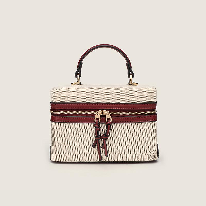 2025 Fashion Small Women Shoulder Bags Branded Style Crossbody Bag Two-way Zip Handbag Two-tone Boxy Cosmetic Bag Makeup Pouch